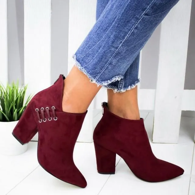 Ankle Pumps Flock Toe High Heels Boots