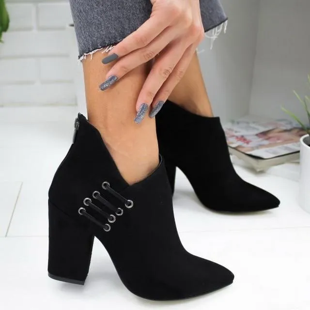 Ankle Pumps Flock Toe High Heels Boots