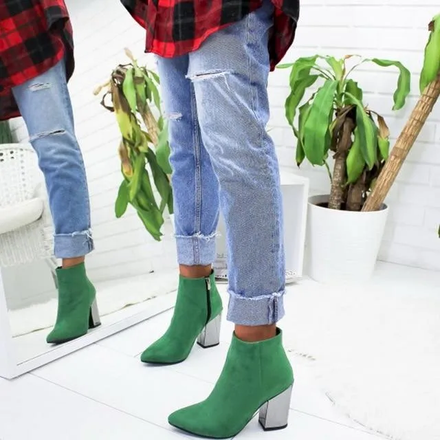 Ankle Pumps Flock Toe High Heels Boots
