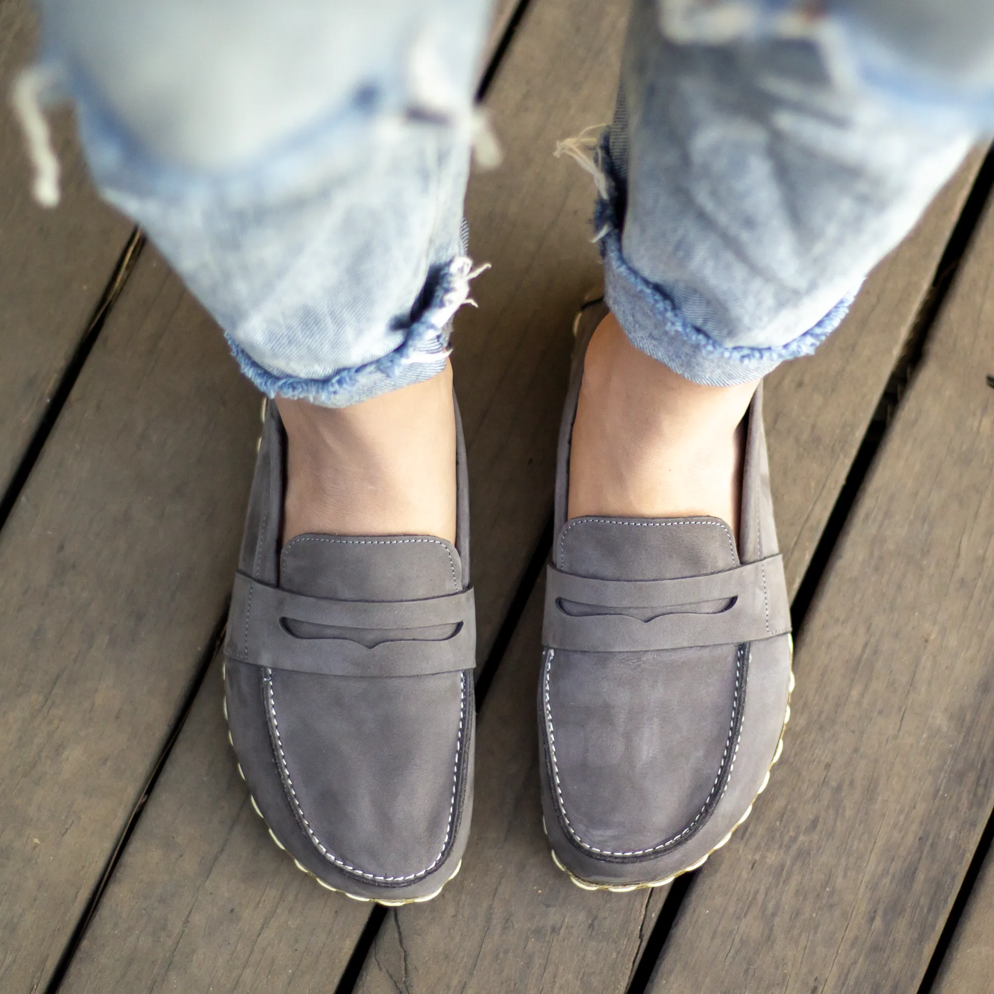 Barefoot Earthing Shoes Gray Nubuck Women