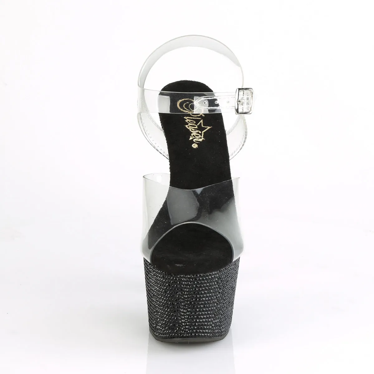BEJEWELED-708DM Pleaser Clear/Black Sexy Platform Shoes (Pole Dancing Heels)