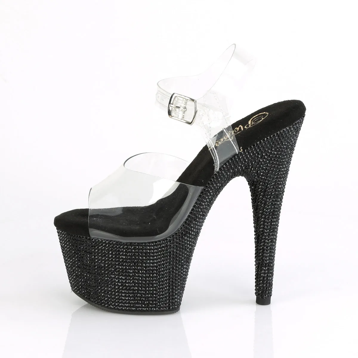 BEJEWELED-708DM Pleaser Clear/Black Sexy Platform Shoes (Pole Dancing Heels)