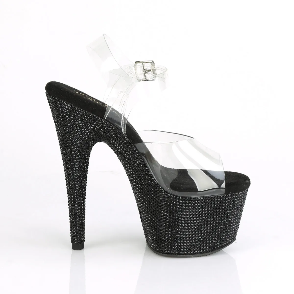 BEJEWELED-708DM Pleaser Clear/Black Sexy Platform Shoes (Pole Dancing Heels)