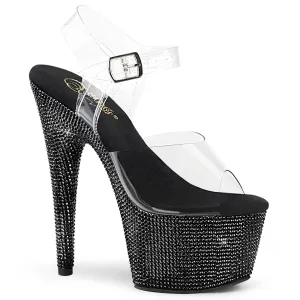 BEJEWELED-708DM Pleaser Clear/Black Sexy Platform Shoes (Pole Dancing Heels)