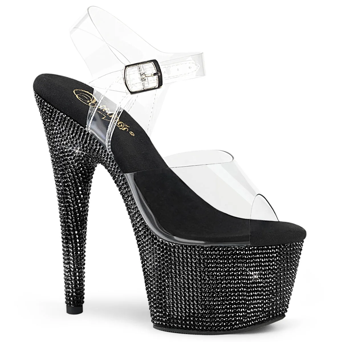 BEJEWELED-708DM Pleaser Clear/Black Sexy Platform Shoes (Pole Dancing Heels)