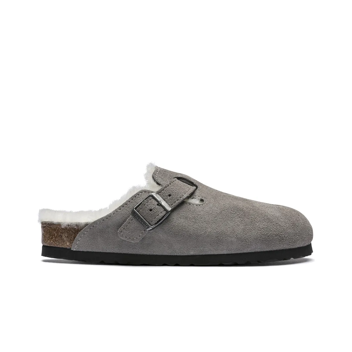 Birkenstock Unisex Boston Shearling Suede Leather Clogs 10176513 Stone Coin, Narrow Width