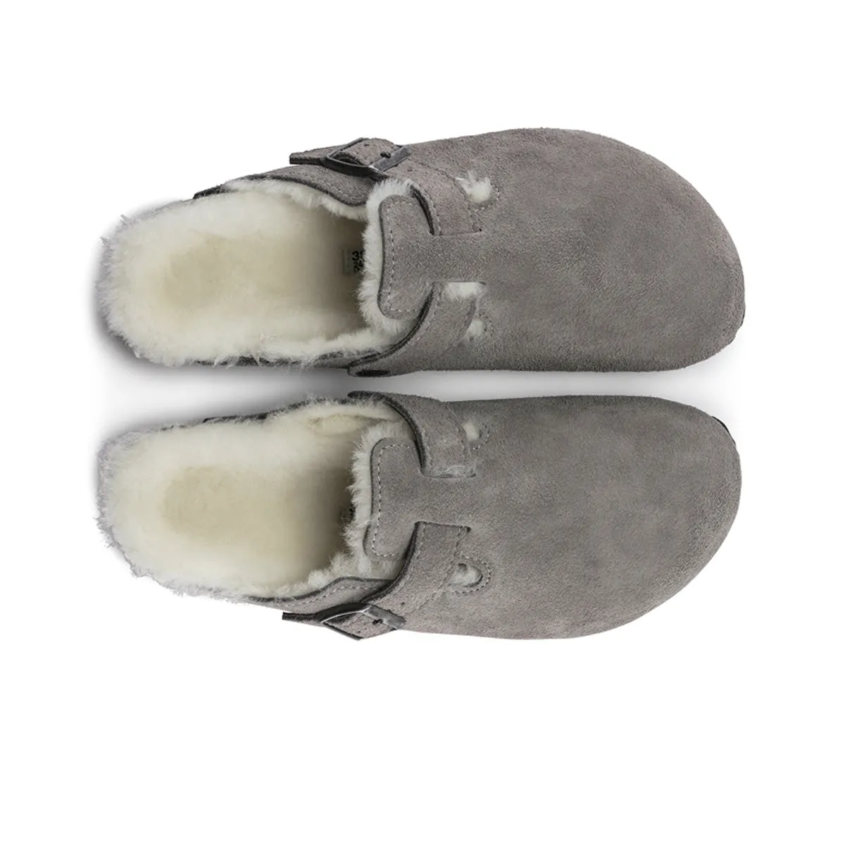 Birkenstock Unisex Boston Shearling Suede Leather Clogs 10176513 Stone Coin, Narrow Width