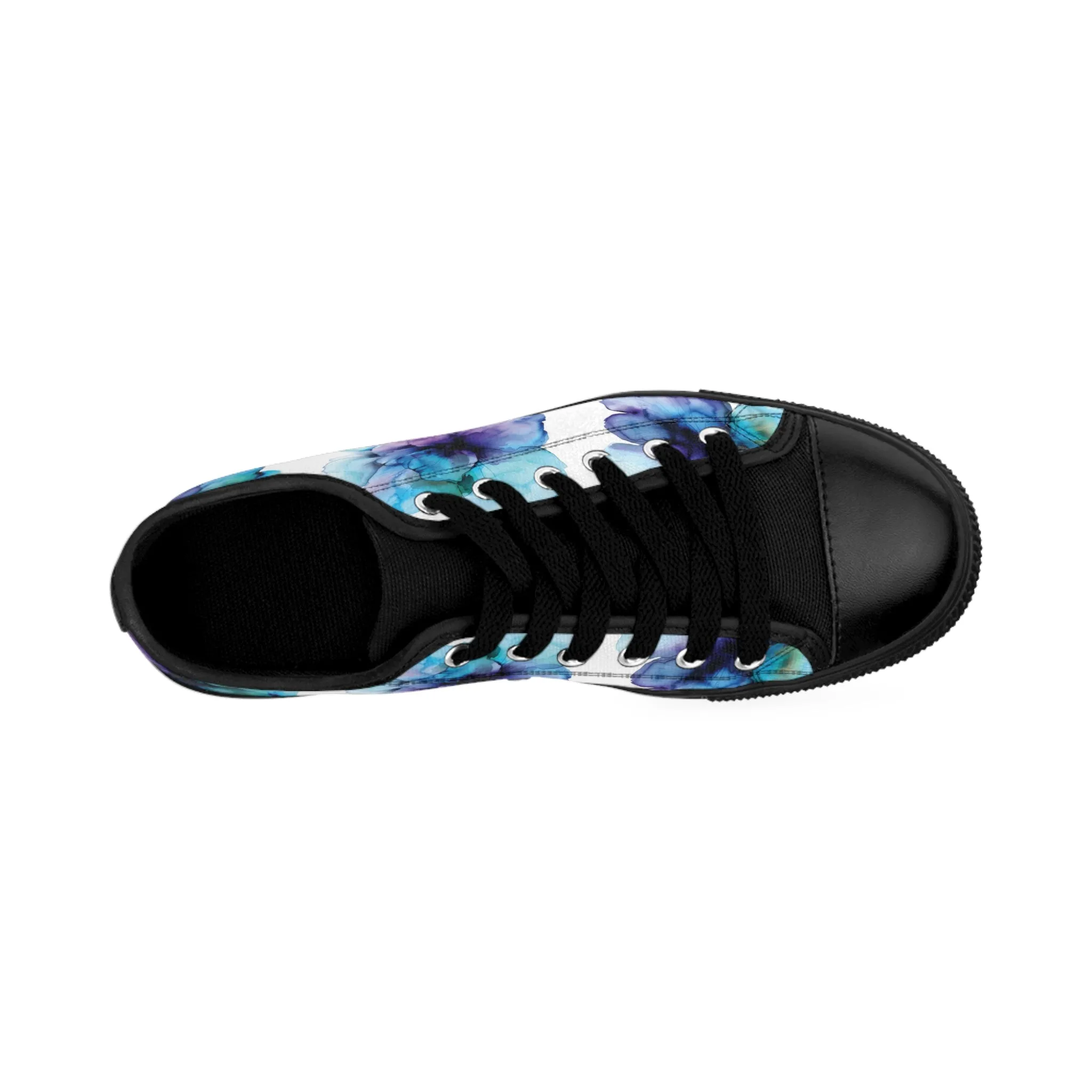 Blue and Purple Watercolor Flowers Women's Sneakers