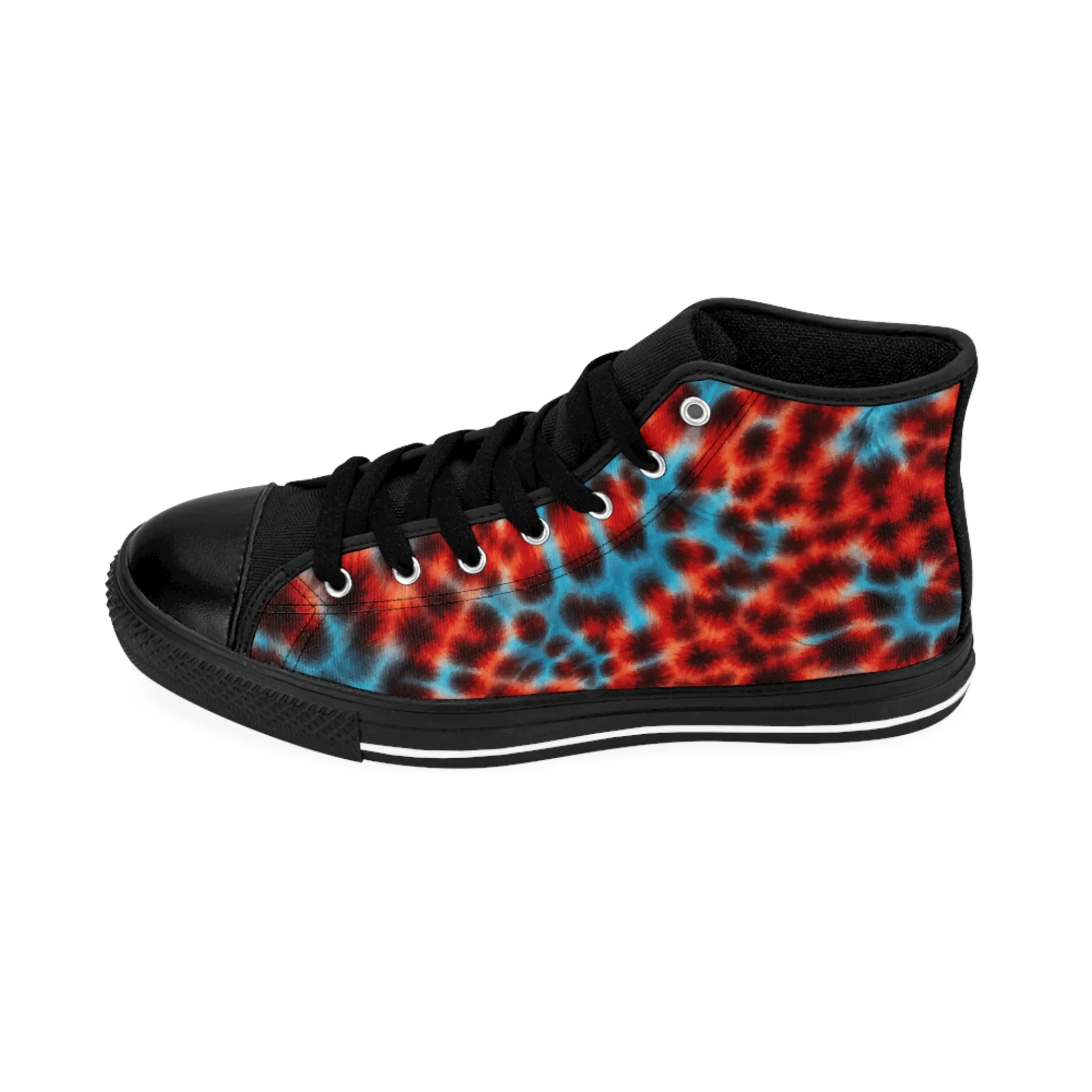 Blue and Red Tye Die Pattern Women's Classic Sneakers
