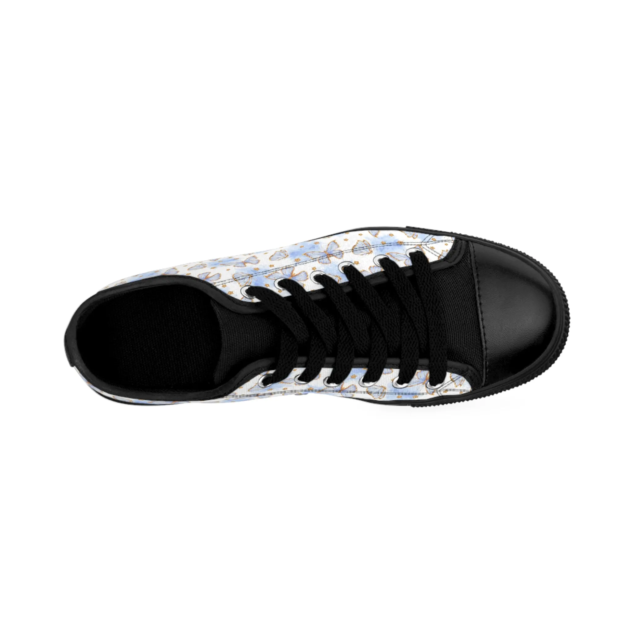 Blue Butterflies and Gold Women's Sneakers