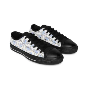 Blue Butterflies and Gold Women's Sneakers