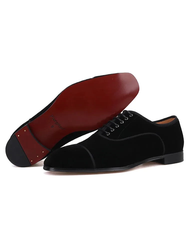 British style wedding banquet style men's lace-up loafers, imported velvet loafers with suits, formal shoes, red-soled shoes for men