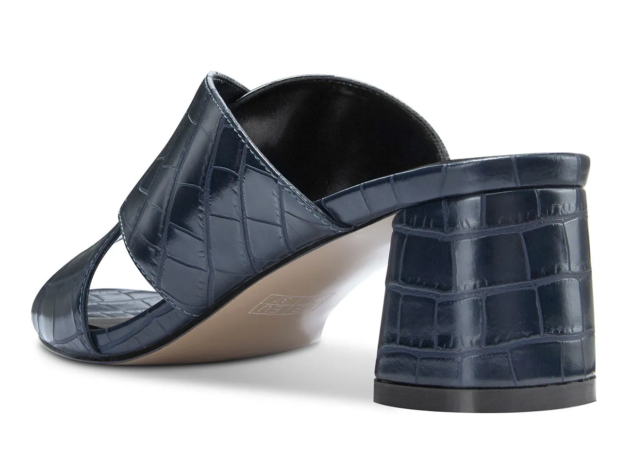 CASTAMERE Womens Chunky Block Heels Slippers Slip-on Strappy Open Toe Sandals 5CM Heeled Sandal
