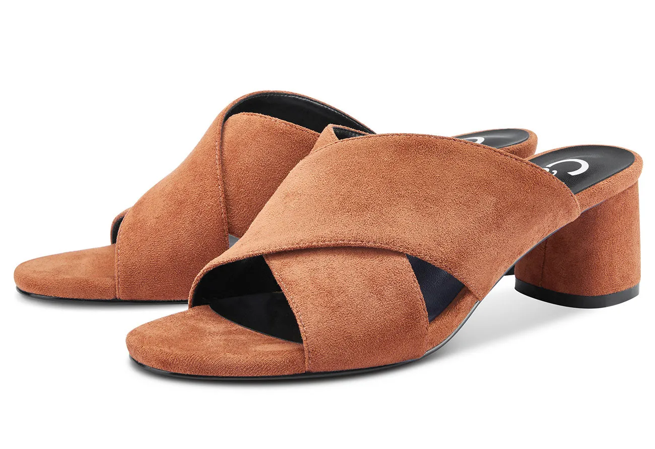 CASTAMERE Womens Chunky Block Heels Slippers Slip-on Strappy Open Toe Sandals 5CM Heeled Sandal