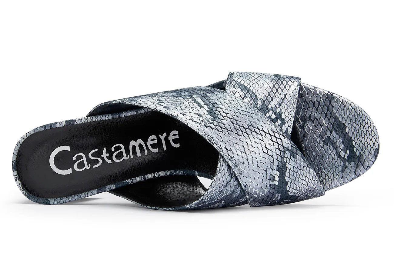 CASTAMERE Womens Chunky Block Heels Slippers Slip-on Strappy Open Toe Sandals 5CM Heeled Sandal