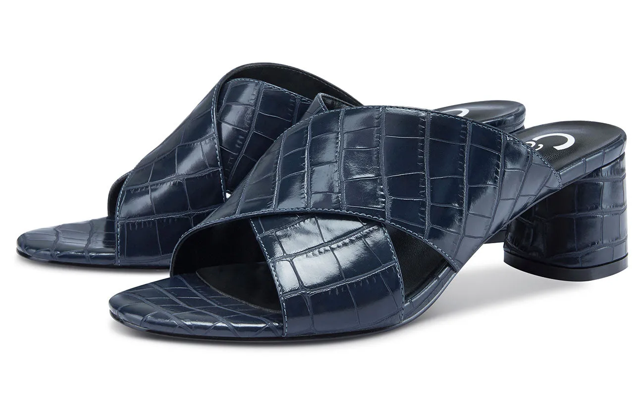 CASTAMERE Womens Chunky Block Heels Slippers Slip-on Strappy Open Toe Sandals 5CM Heeled Sandal
