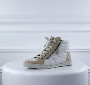 Chanel Bicolor Zip Up High Sneakers 38 1-2