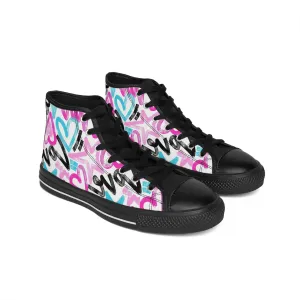Colorful Heart and Stars Women's Classic Sneakers