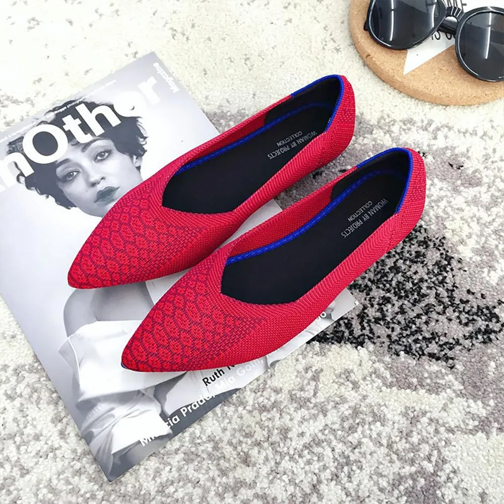 Cozy Knitted Style Pointed Toe Flat Shoes