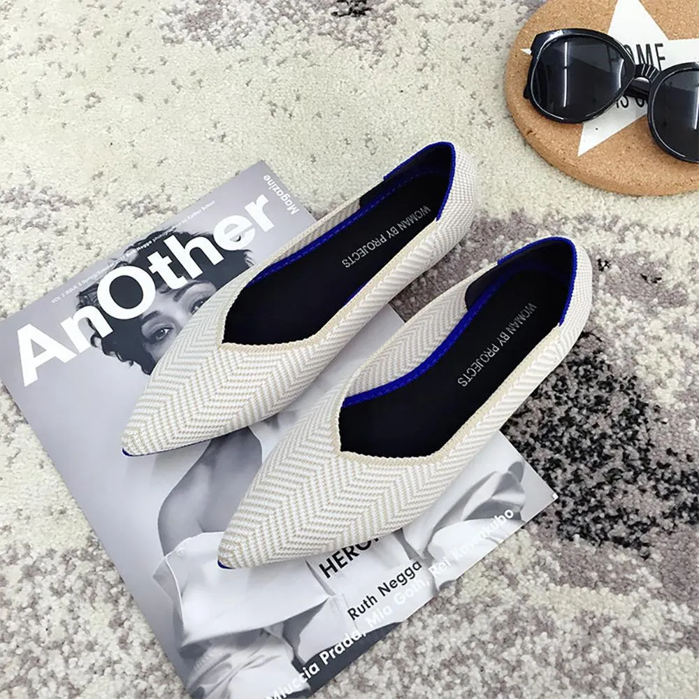 Cozy Knitted Style Pointed Toe Flat Shoes