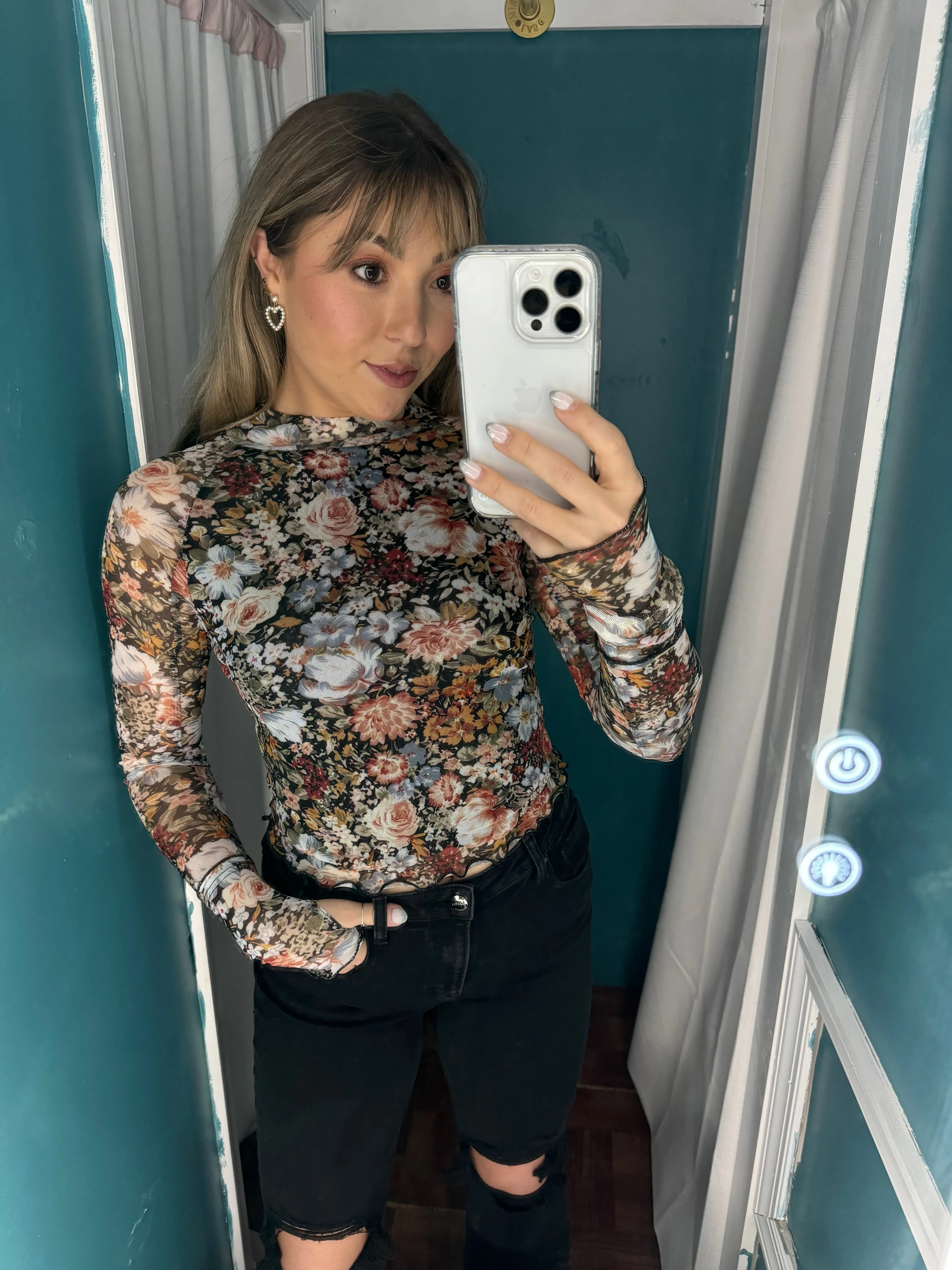 Deep in Love Floral Mesh Top