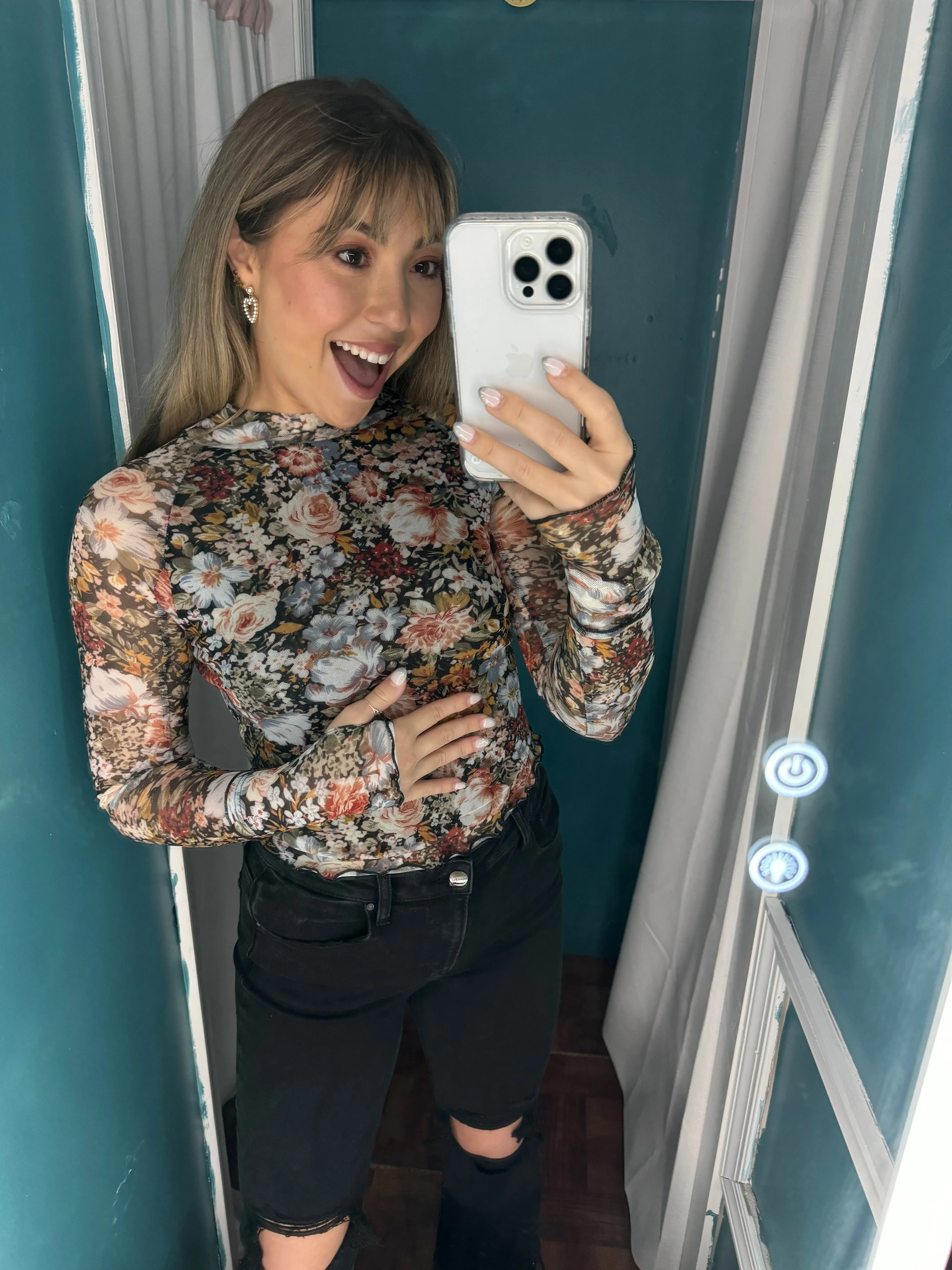 Deep in Love Floral Mesh Top