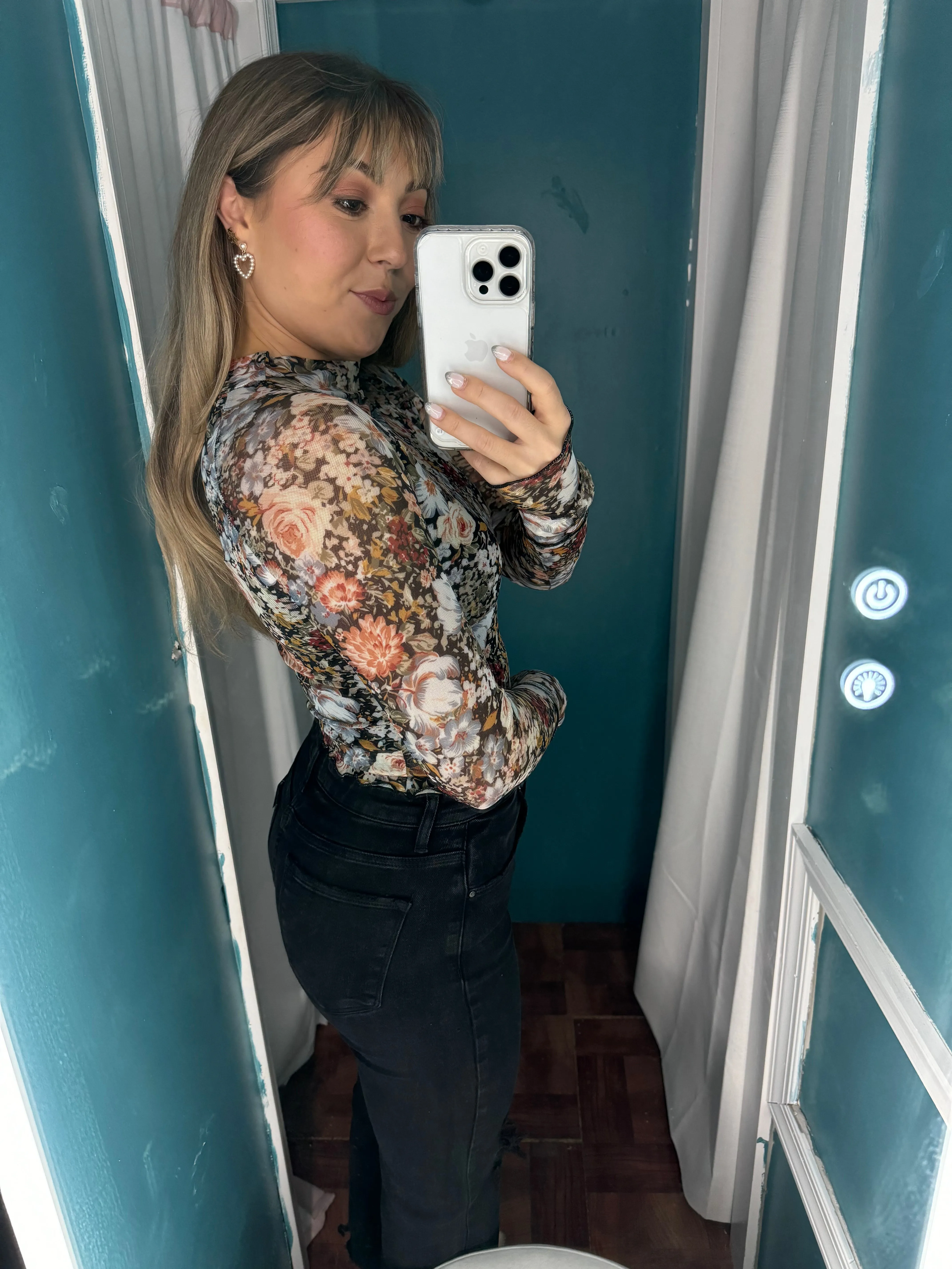 Deep in Love Floral Mesh Top