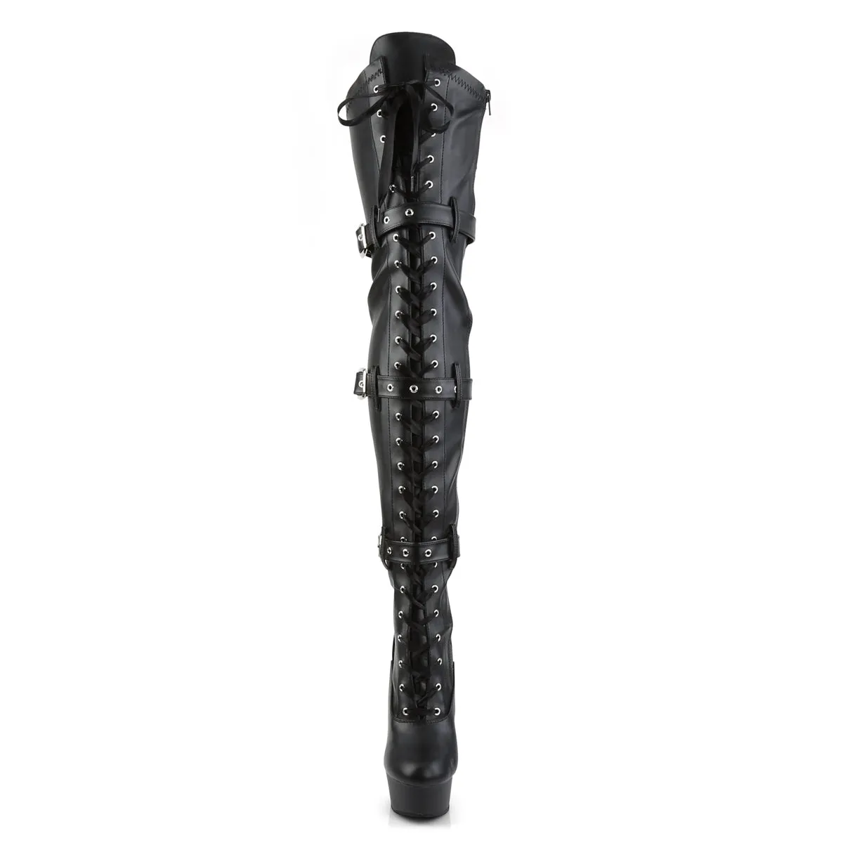 DELIGHT-3028 Pleaser Black Faux Leather Sexy Platform Shoes (Pole Dancing Heels)