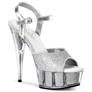 DELIGHT-609-5G Pleaser Silver Glitter Sexy Platform Shoes (Pole Dancing Heels)