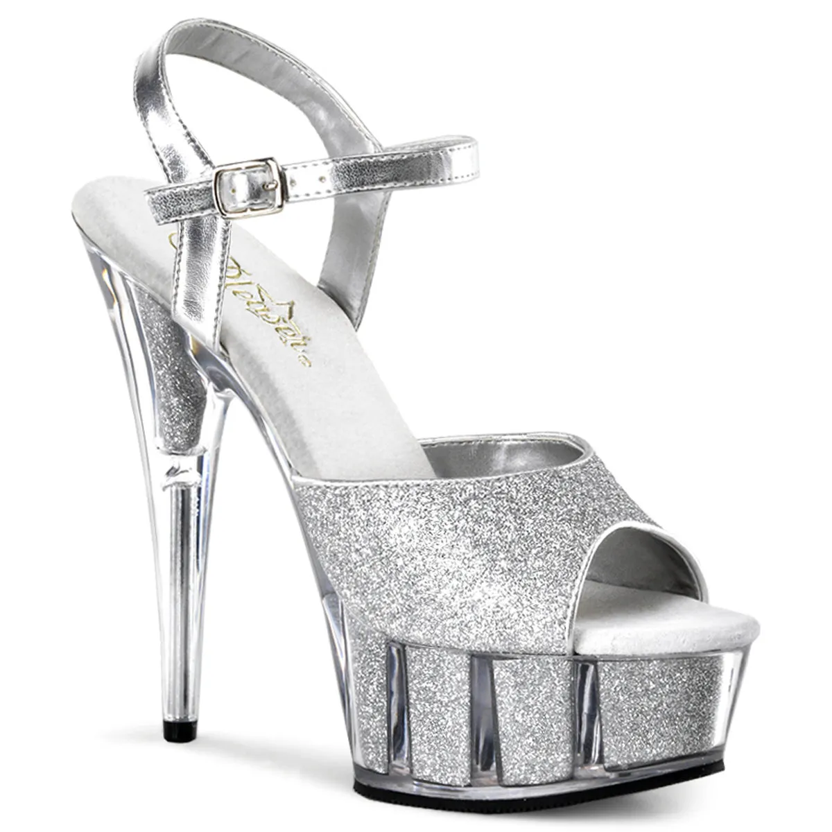 DELIGHT-609-5G Pleaser Silver Glitter Sexy Platform Shoes (Pole Dancing Heels)