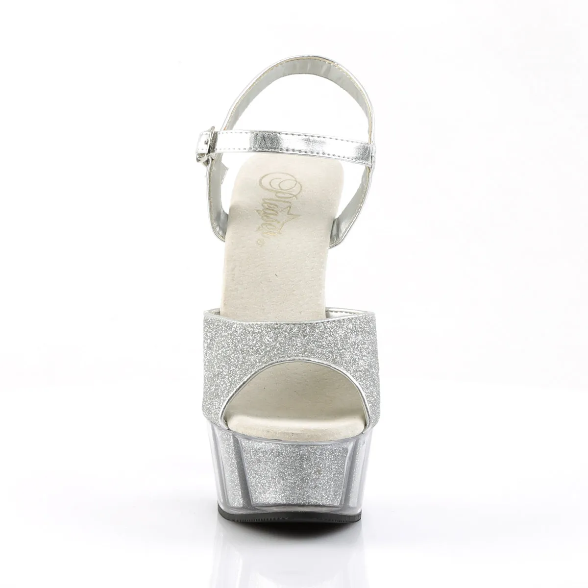DELIGHT-609-5G Pleaser Silver Glitter Sexy Platform Shoes (Pole Dancing Heels)