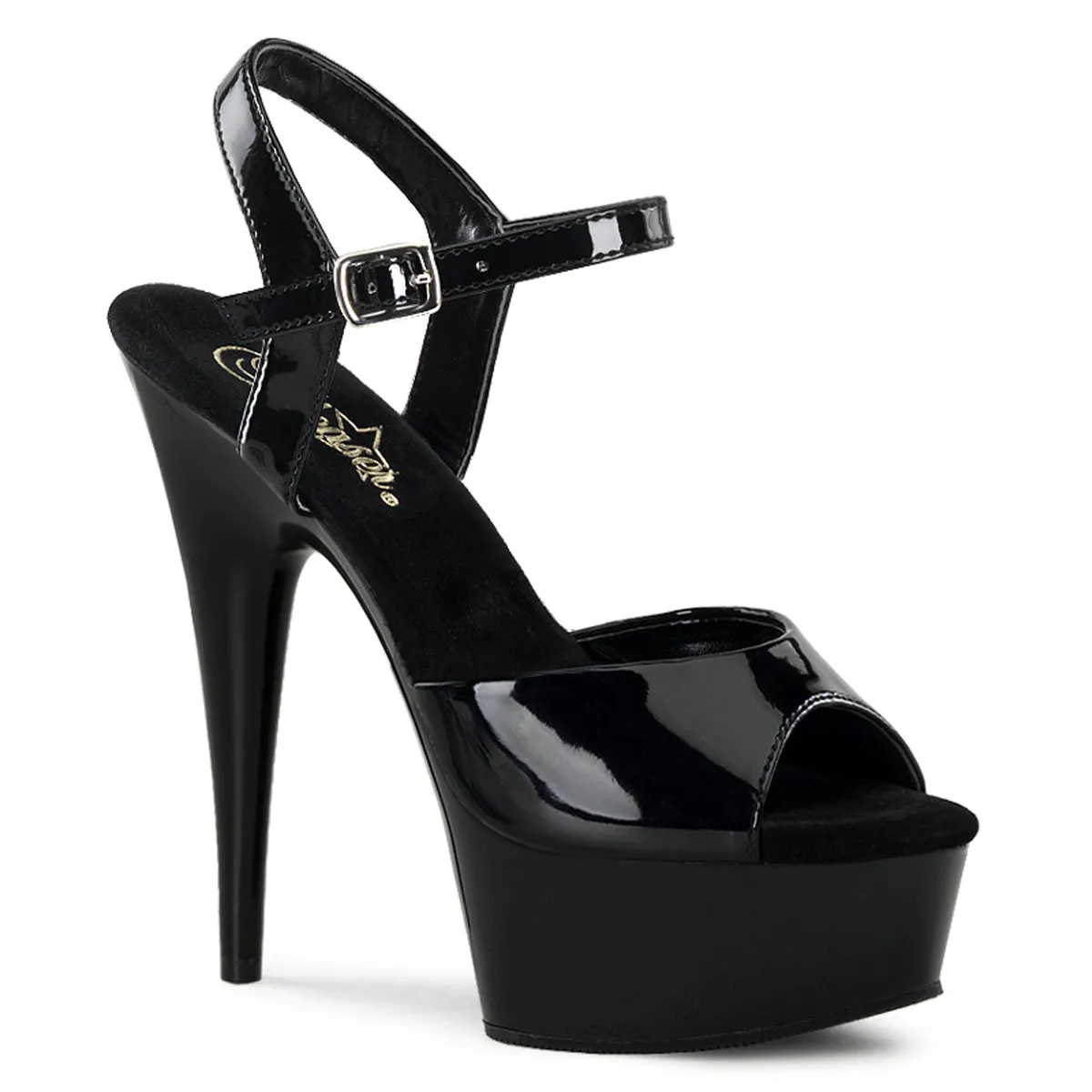 DELIGHT-609 Pleaser Black Patent Sexy Platform Shoes (Pole Dancing Heels)