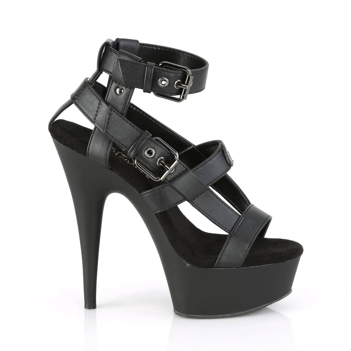 DELIGHT-637 Pleaser Black Faux Leather Sexy Platform Shoes (Pole Dancing Heels)