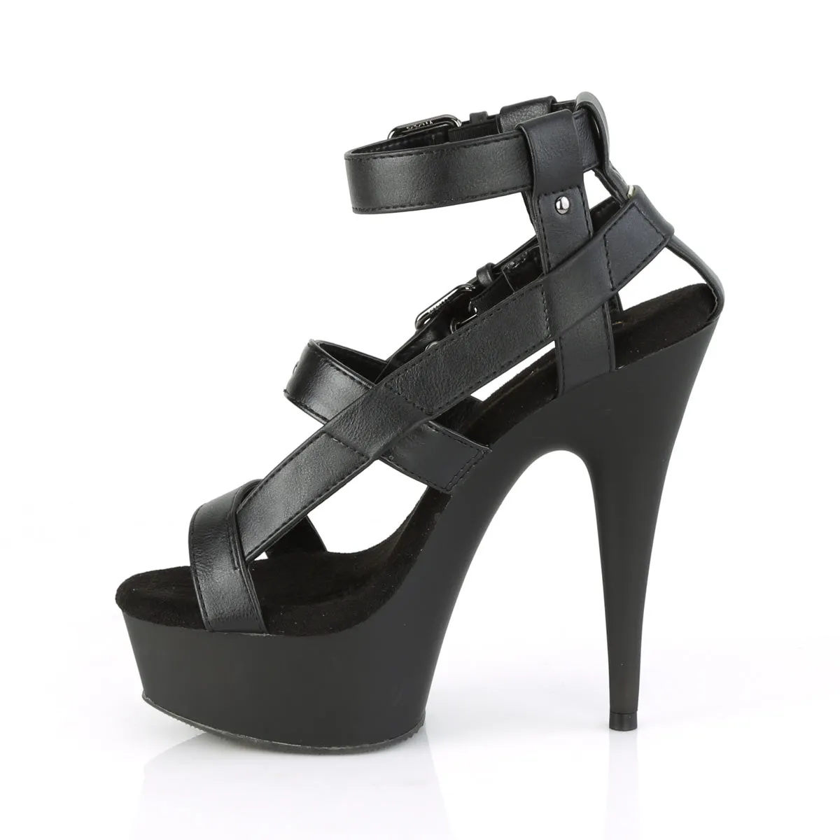 DELIGHT-637 Pleaser Black Faux Leather Sexy Platform Shoes (Pole Dancing Heels)
