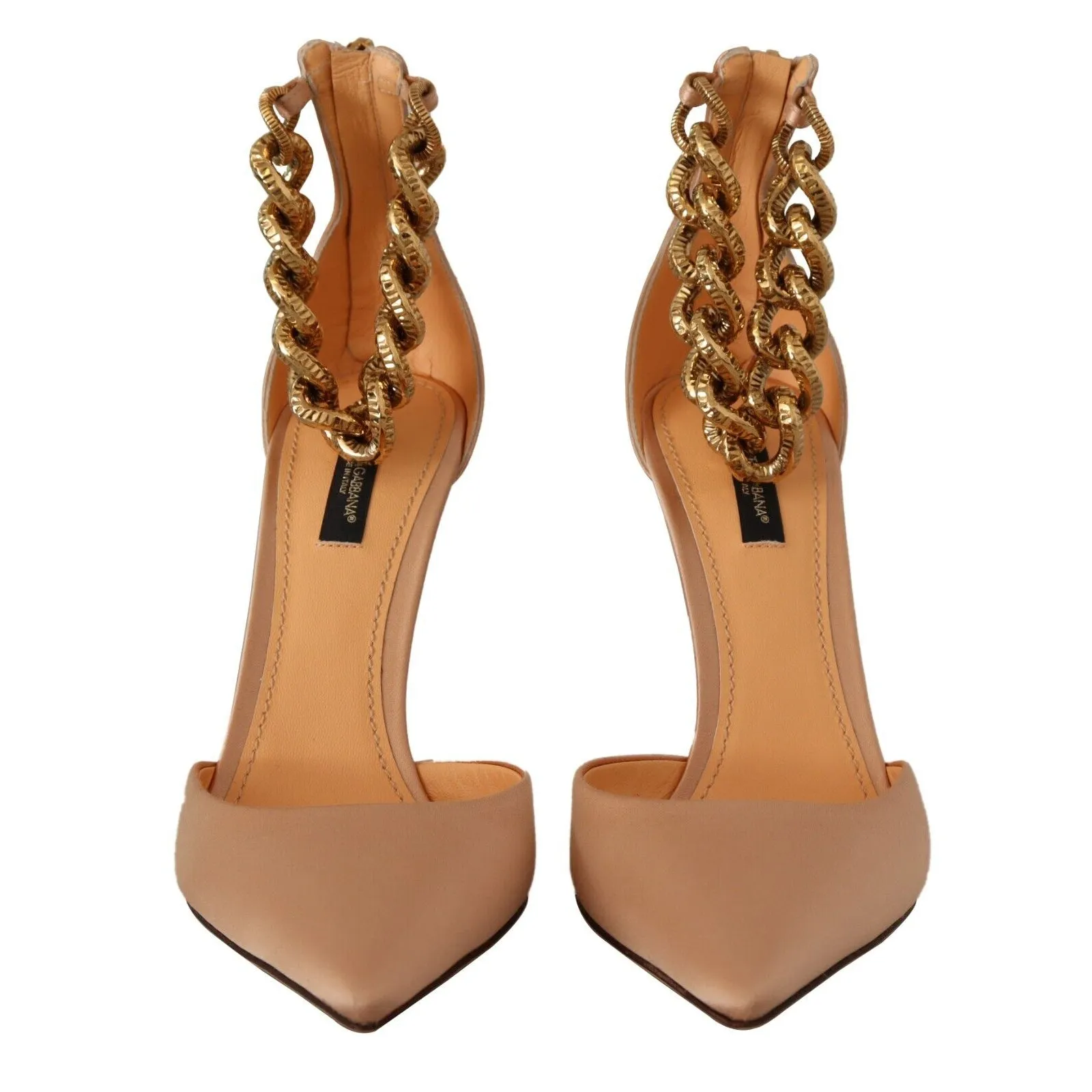 Dolce & Gabbana Elegant Beige Silk Ankle Strap Pumps