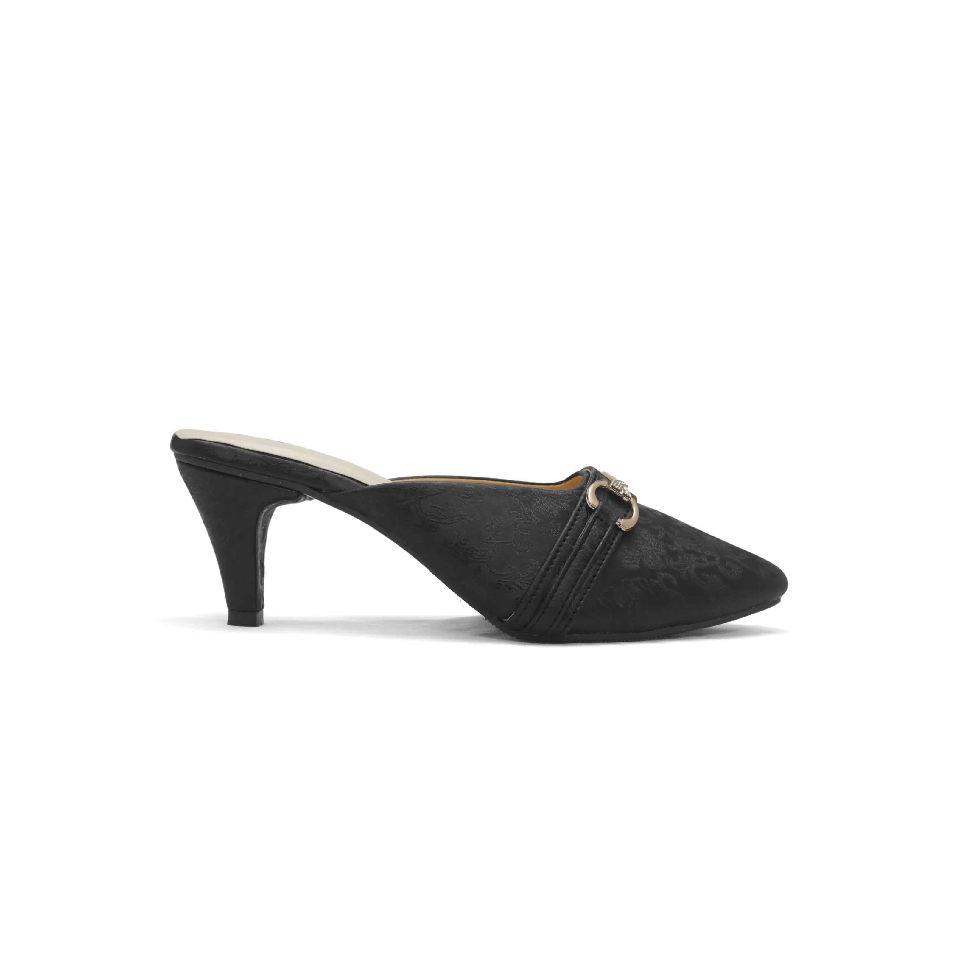 Elegant Women's Kitten Heel Mules with Embossed Detail | Nawabi Shoes BD