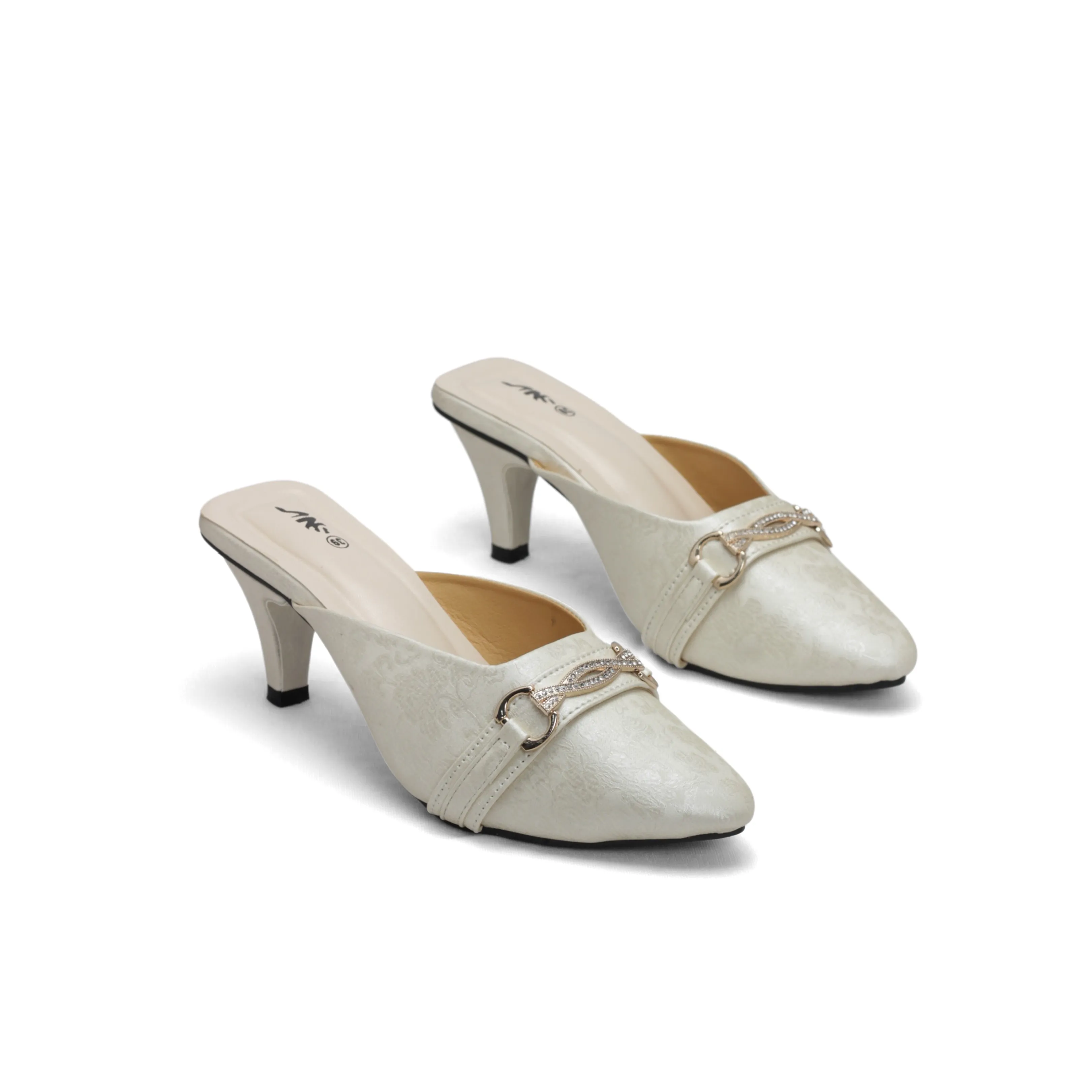 Elegant Women's Kitten Heel Mules with Embossed Detail | Nawabi Shoes BD