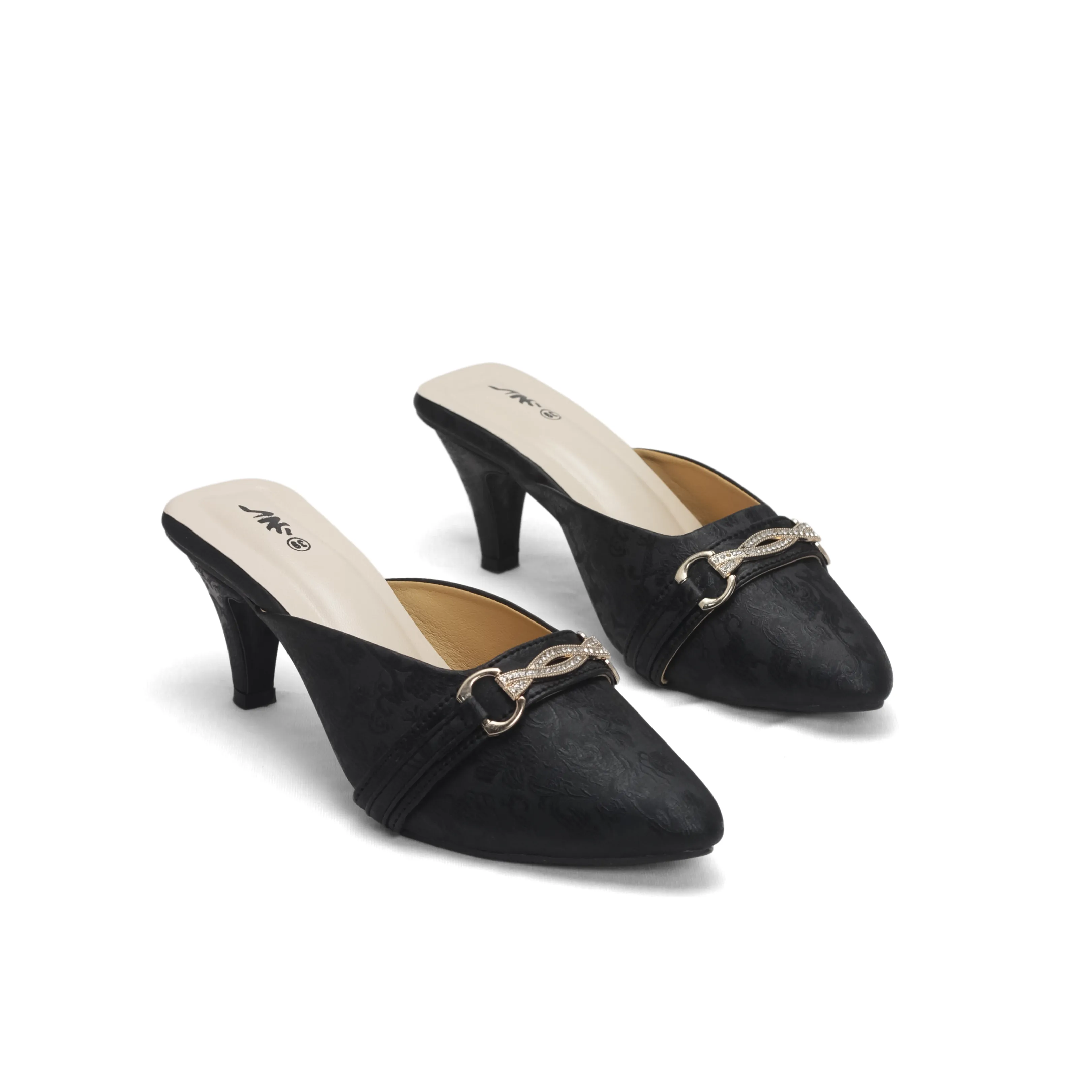 Elegant Women's Kitten Heel Mules with Embossed Detail | Nawabi Shoes BD