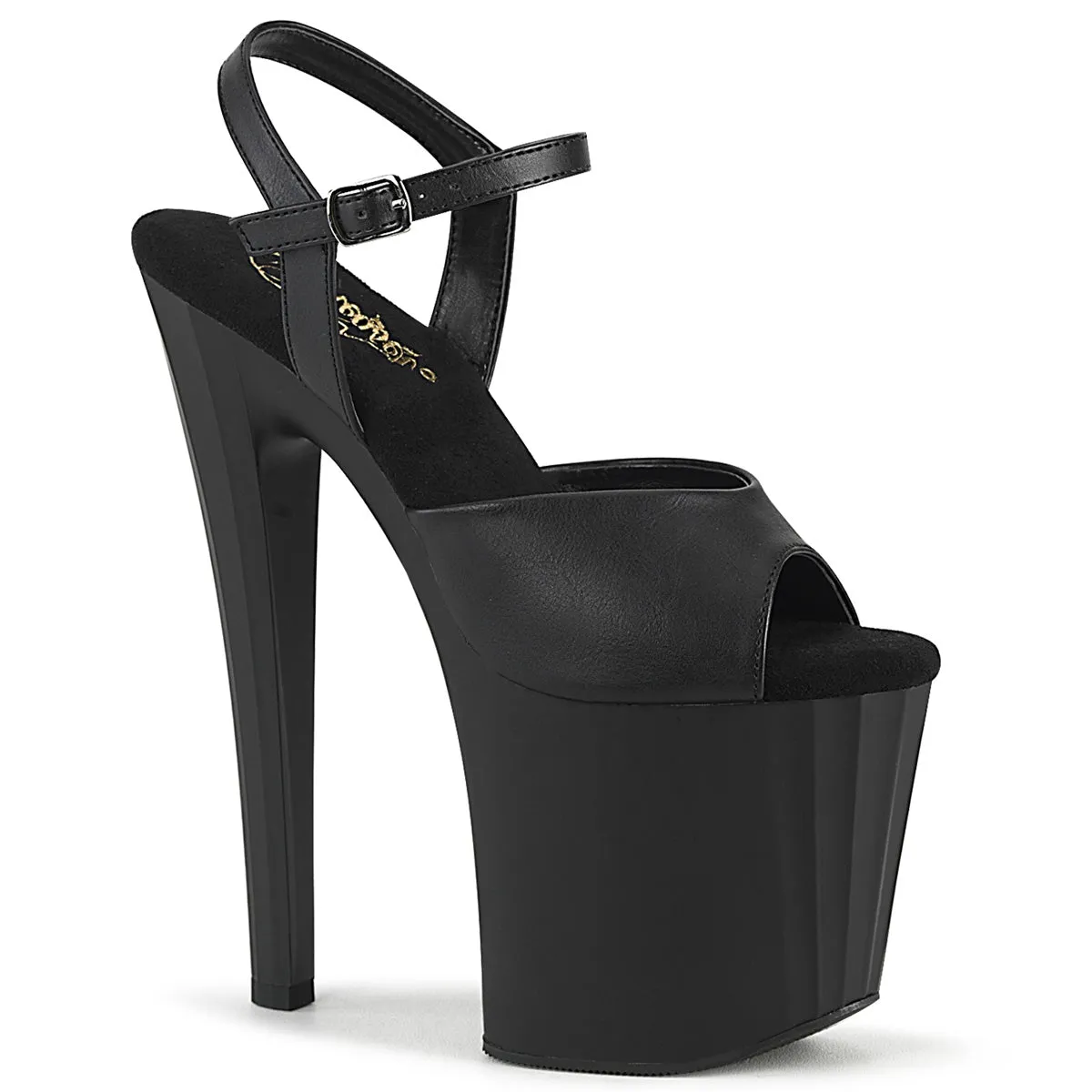 ENCHANT-709 Pleaser Black Faux Leather Sexy Platform Shoes (Pole Dancing Heels)