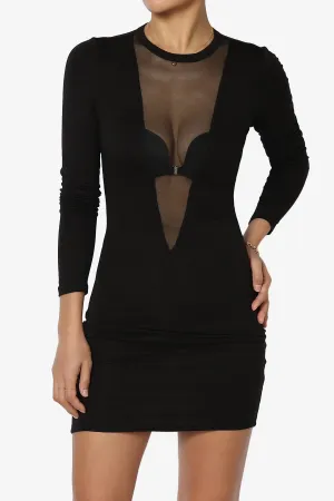 Everly Sheer Panel Bodycon Mini Dress