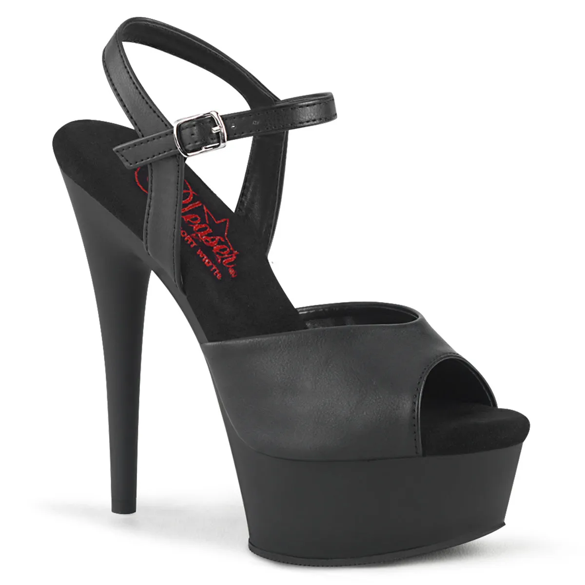 EXCITE-609 Pleaser Black Faux Leather Sexy Platform Shoes (Pole Dancing Heels)
