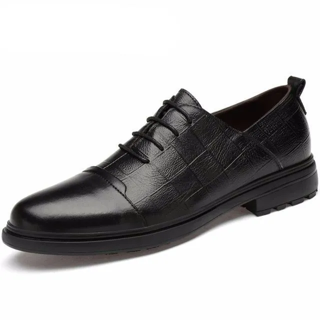 Fashion Black Mens Shoes Casual Luxury Men Office Shoes Genuine Leather Dress Shoes Men Zapatos De Hombre Cuero Genuino Big Size