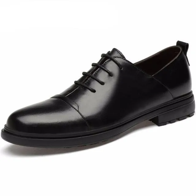 Fashion Black Mens Shoes Casual Luxury Men Office Shoes Genuine Leather Dress Shoes Men Zapatos De Hombre Cuero Genuino Big Size