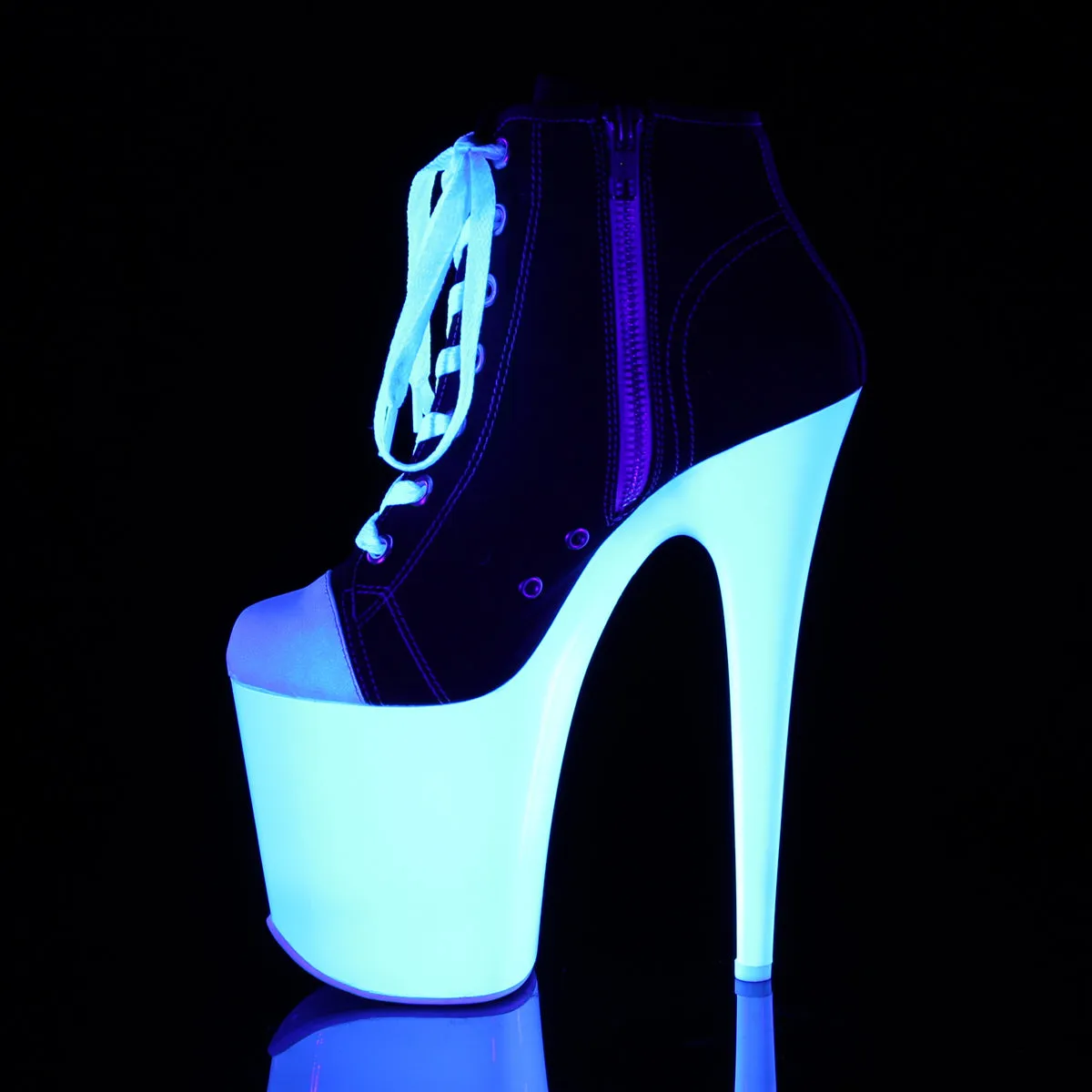FLAMINGO-800SK-02 Pleaser Black Canvas Sexy Platform Shoes (Pole Dancing Heels)