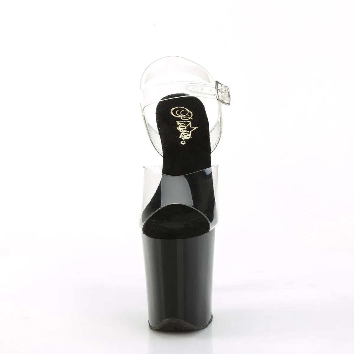 FLAMINGO-808CRS-2 Pleaser Clear/Black/Silver Sexy Platform Shoes (Pole Dancing Heels)