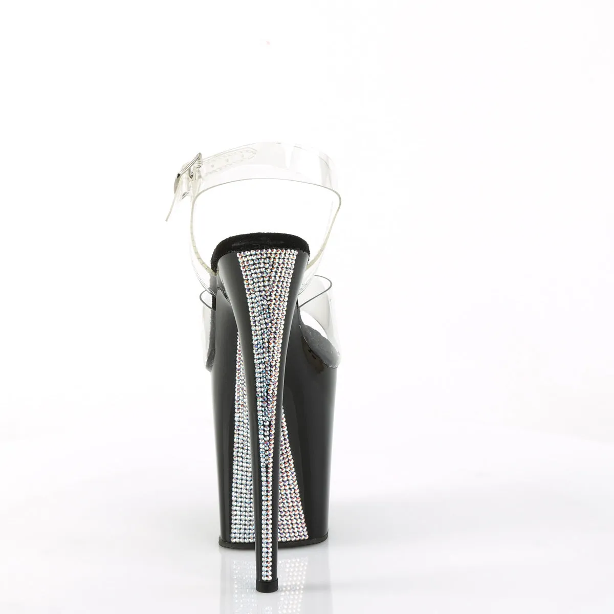 FLAMINGO-808CRS-2 Pleaser Clear/Black/Silver Sexy Platform Shoes (Pole Dancing Heels)