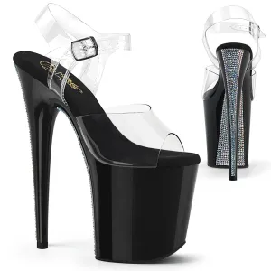 FLAMINGO-808CRS-2 Pleaser Clear/Black/Silver Sexy Platform Shoes (Pole Dancing Heels)