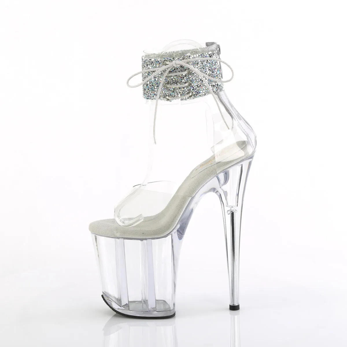 FLAMINGO-824RS-02 Pleaser Clear/Silver Sexy Platform Shoes (Pole Dancing Heels)