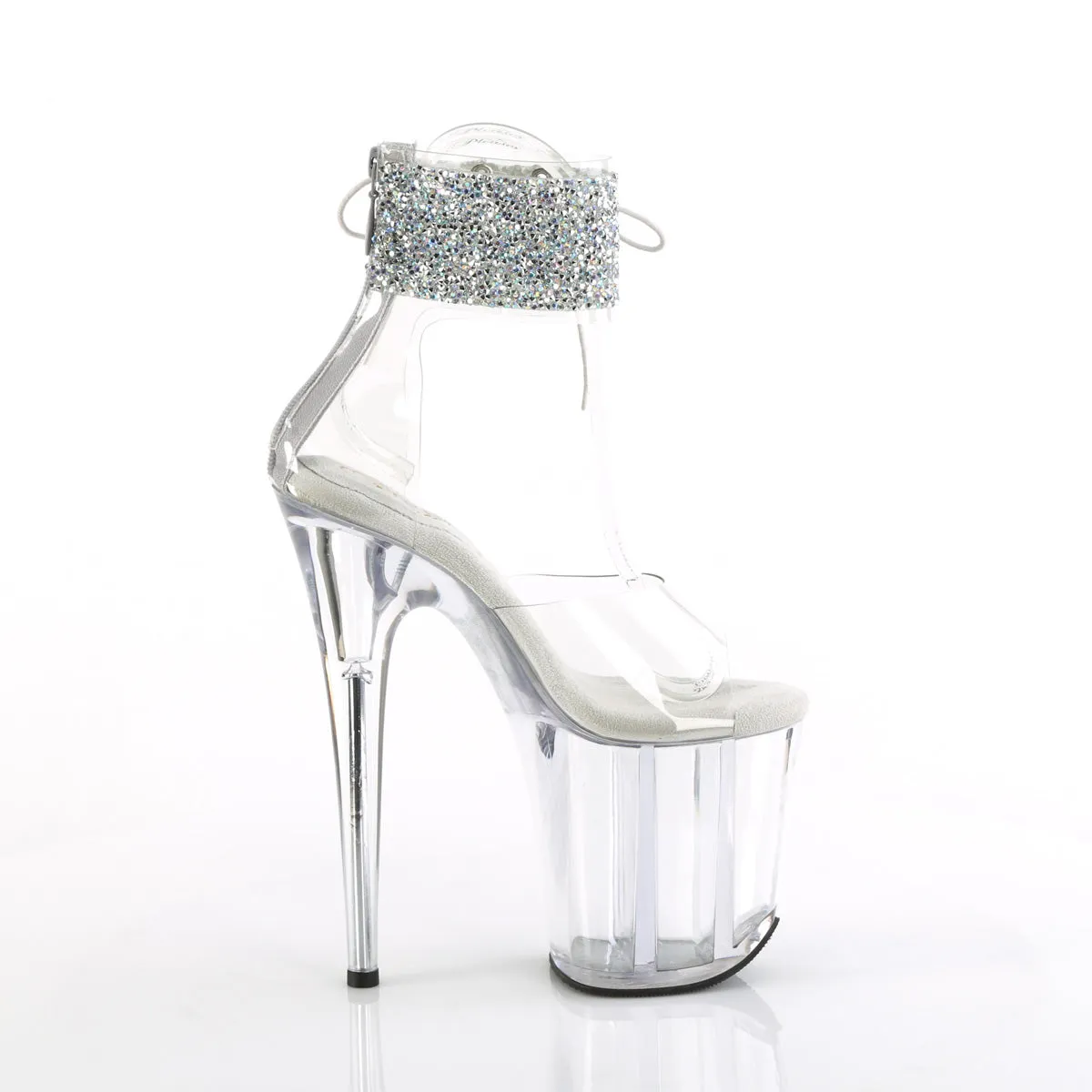 FLAMINGO-824RS-02 Pleaser Clear/Silver Sexy Platform Shoes (Pole Dancing Heels)