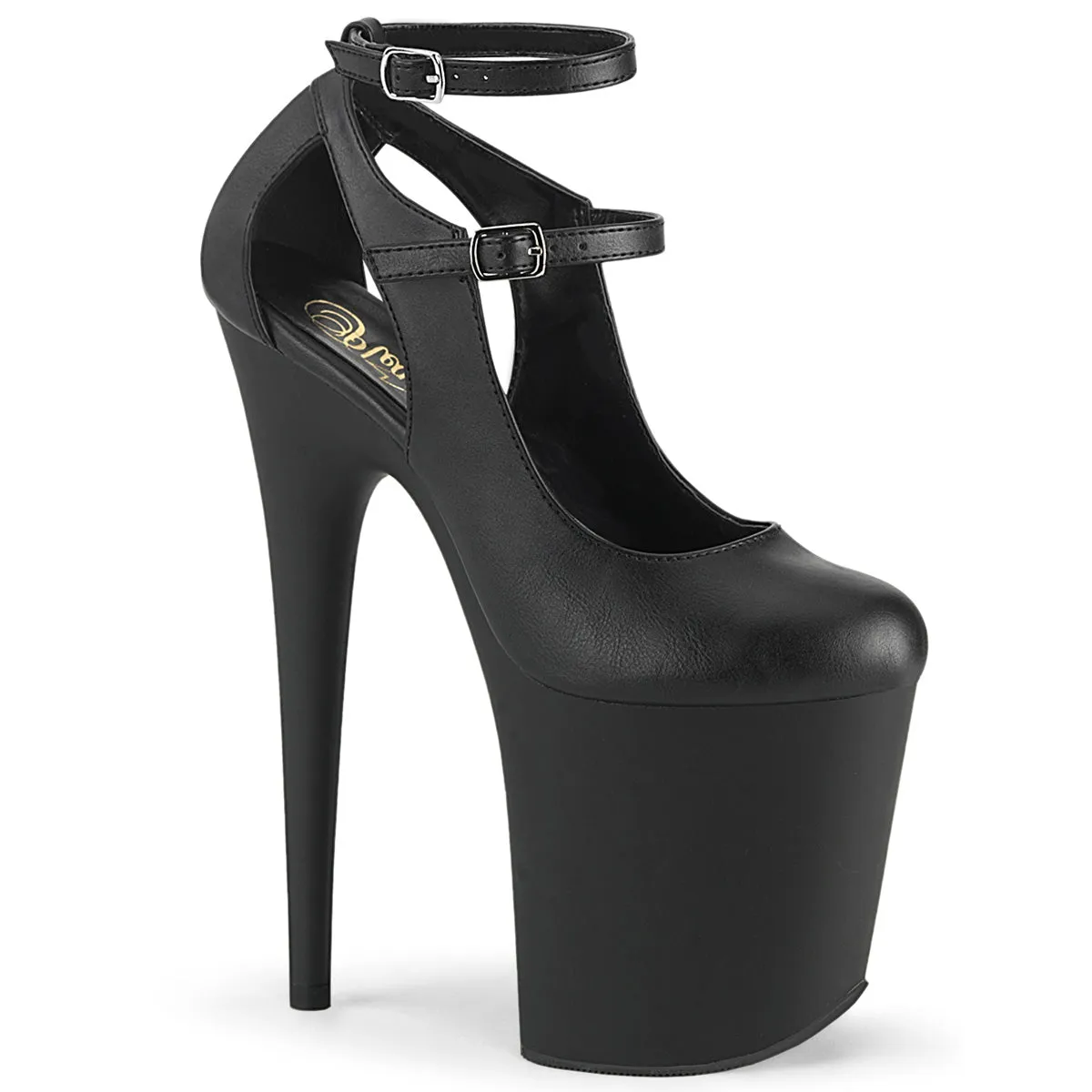 FLAMINGO-850 Pleaser Black Faux Leather Sexy Platform Shoes (Pole Dancing Heels)